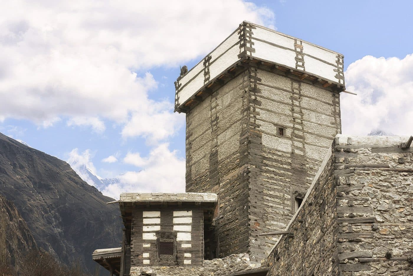 Altit Fort in Hunza, with the valley behind it.