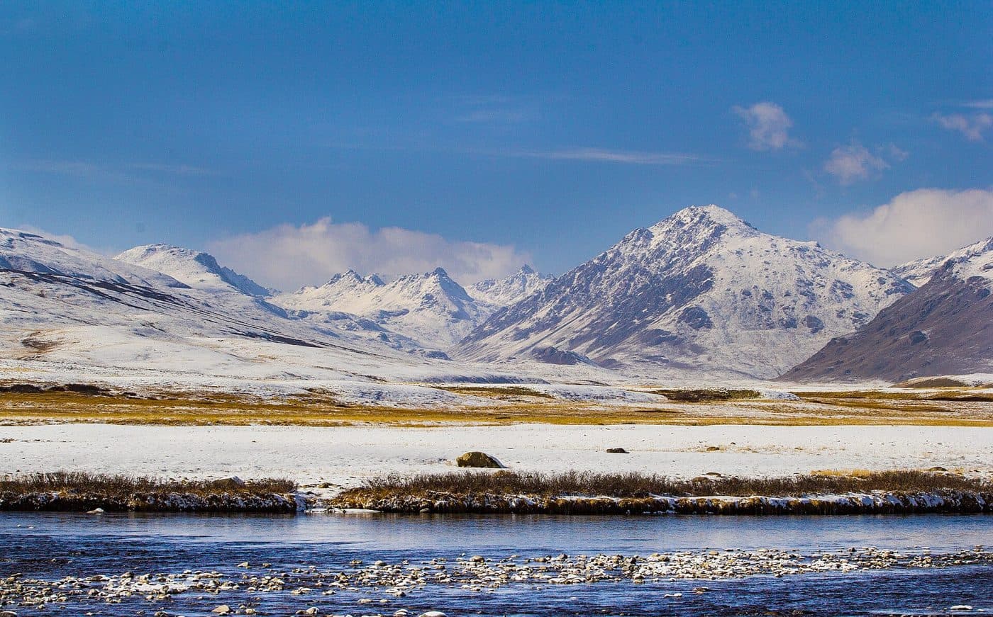 Snow on the Deosai plateau, the country of the Himalayan brown bear.